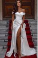 Alison Fashion Off Shoulder Side Slit Ruffles Sheath Wedding Dresses