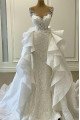 Alma Elegant Off Shoulder Panel Rain Lace Mermaid Wedding Dresses