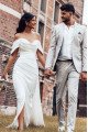 Alva Simple Off Shoulder Side Slit Sheath Wedding Dresses