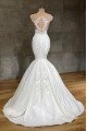 Angela Chic Off Shoulder Open Back Appliques Mermaid Wedding Dresses