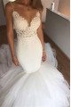 Angelina Classic Spaghetti Straps Appliques Mermaid Wedding Dresses With Puffy Layers