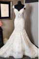 Angle Elegant Square Open Back Appliques Mermaid Wedding Dresses With Chapel Train