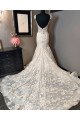 Angle Elegant Square Open Back Appliques Mermaid Wedding Dresses With Chapel Train