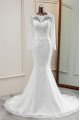 Ann Dignified Jewel Long Sleeves Open Back Appliques Mermaid Wedding Dresses