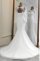 Ann Dignified Jewel Long Sleeves Open Back Appliques Mermaid Wedding Dresses