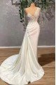 Antonia Fashion One Shoulder Beading Sheath Wedding Dresses With Chapel Train