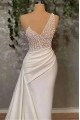 Antonia Fashion One Shoulder Beading Sheath Wedding Dresses With Chapel Train